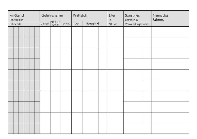 AVERY Zweckform Formularbuch Fahrtenbuch, Pkw mit Kraftstoffverbrauch DIN A6 quer 1x 48 Seiten