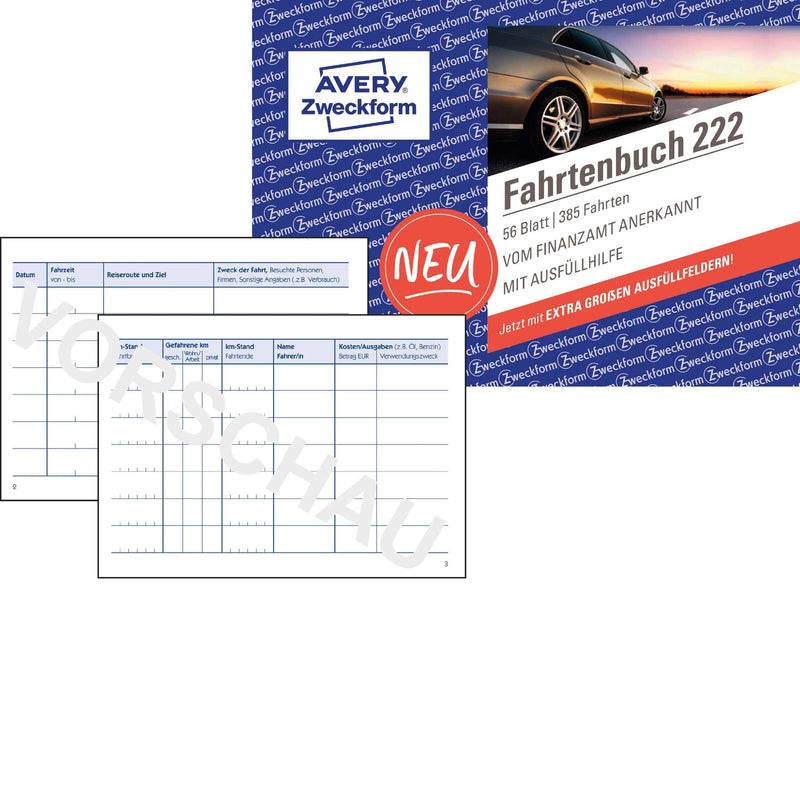 AVERY Zweckform Fahrtenbuch, Pkw mit Kraftstoffverbrauch Formularbücher 222-5 + GRATIS 1 St.