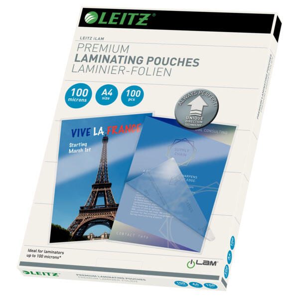 LEITZ Laminierfolien glänzend 100 mikron A4