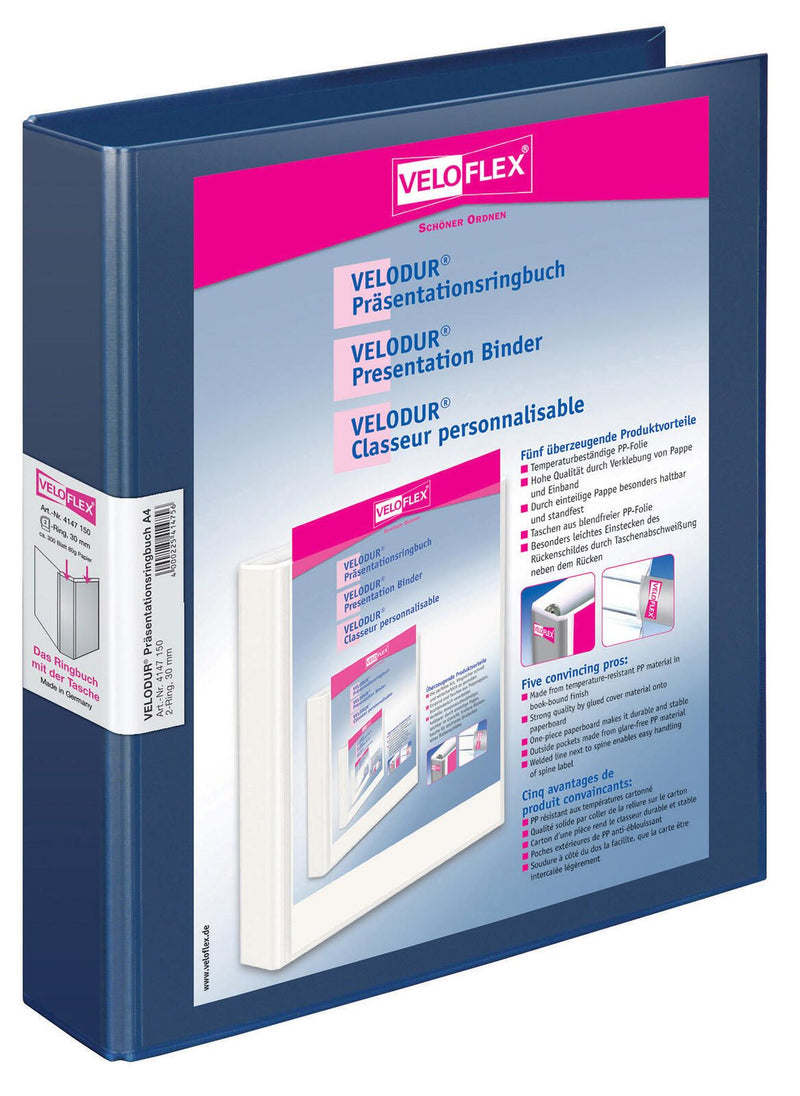 VELOFLEX Präsentationsringbücher 2-Ringe DIN A4 4.6 cm blau