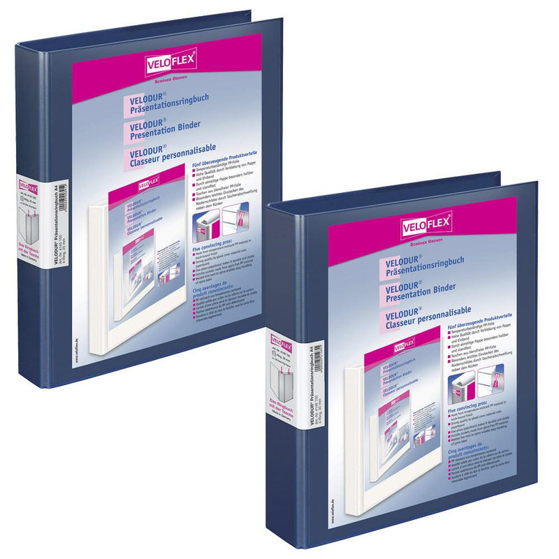VELOFLEX Präsentationsringbücher 4-Ringe DIN A4 4 cm blau