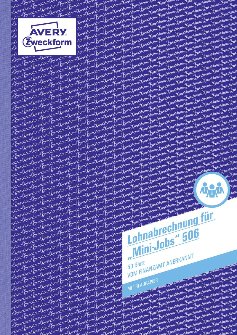 AVERY Zweckform Formularbuch Lohnabrechnung für geringfügig/kurzfristig Beschäftigte DIN A4 1x 50 Seiten