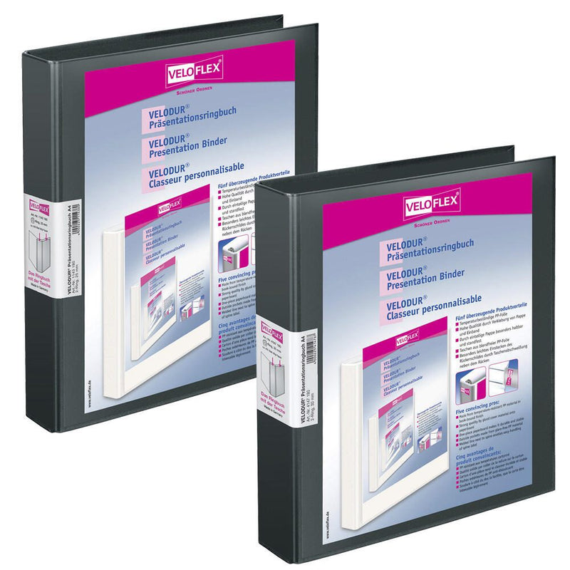 VELOFLEX Präsentationsringbücher 2-Ringe DIN A4 4.6 cm schwarz
