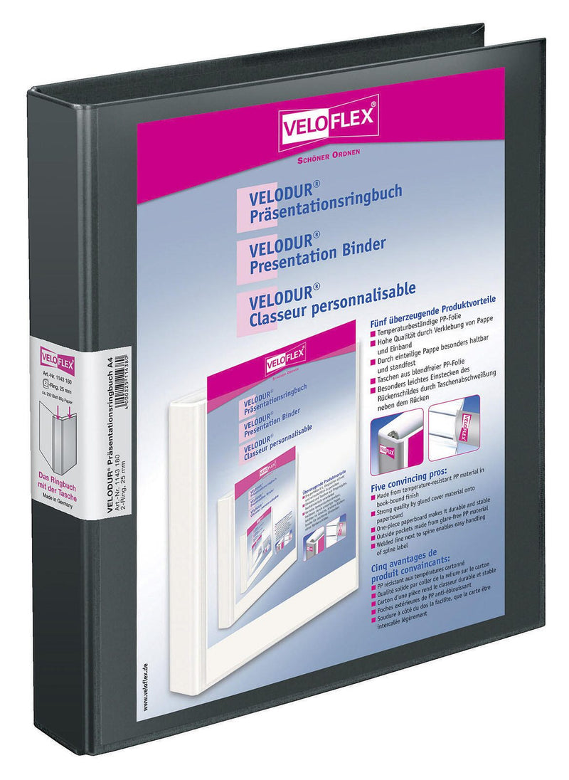 VELOFLEX Präsentationsringbücher 2-Ringe DIN A4 4 cm schwarz