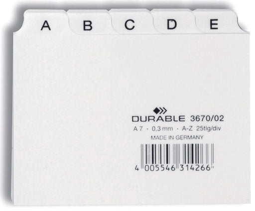 DURABLE Karteikartenregister A-Z weiß für DIN-A7-Karteikästen