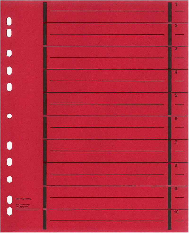 Wekre Trennblätter DIN A4 190 g/m² rot
