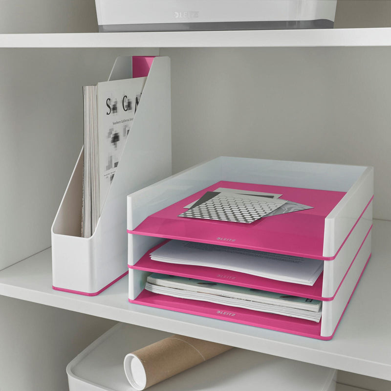 LEITZ Briefablage WOW Duo Colour DIN A4 perlweiß/pink