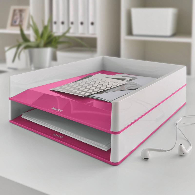 LEITZ Briefablage WOW Duo Colour DIN A4 perlweiß/pink