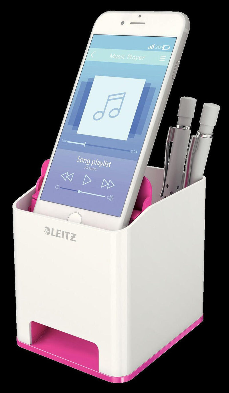 LEITZ WOW Duo Colour Stiftehalter 9,0 x 10,1 x 10,0 cm perlweiß/pink