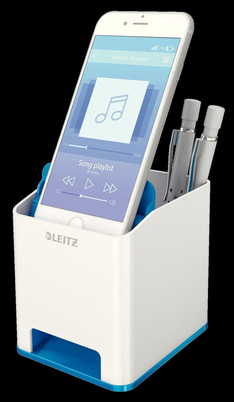 LEITZ WOW Duo Colour Stiftehalter 9,0 x 10,1 x 10,0 cm perlweiß/blau