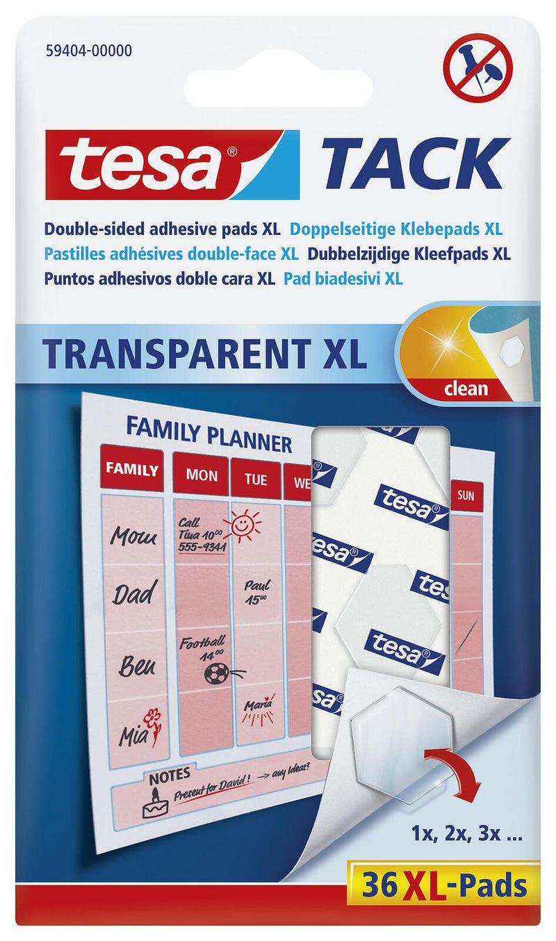 tesa TACK XL doppelseitige Klebepads 2 cm x 2.4 cm transparent