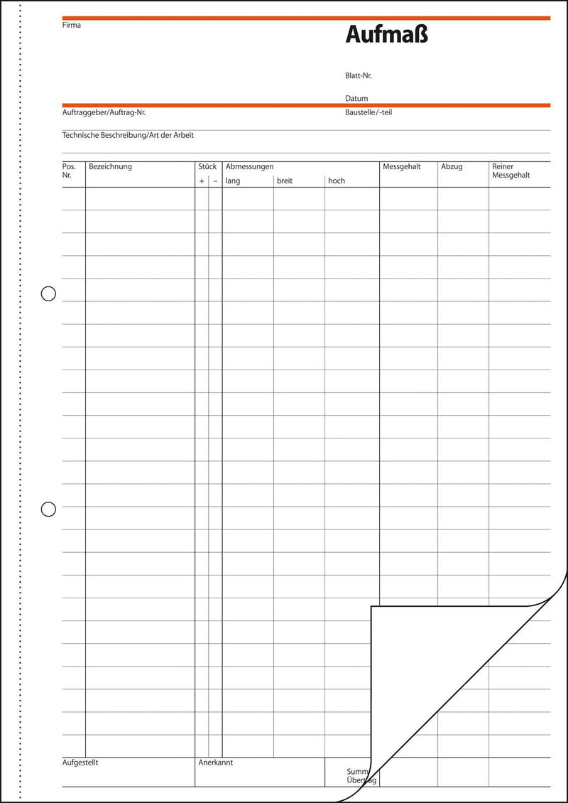 SIGEL Formularbuch Aufmaßbuch DIN A4 1x 50 Seiten
