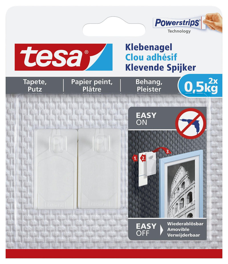 tesa Powerstripes Klebenägel 2.4 cm x 4.5 cm weiß