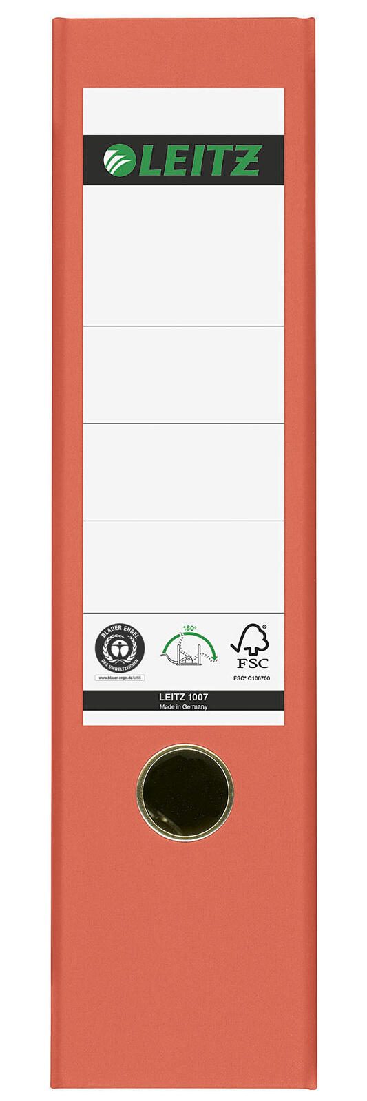 LEITZ Ordner Rückenbreite 8 cm DIN A4 Karton hellrot