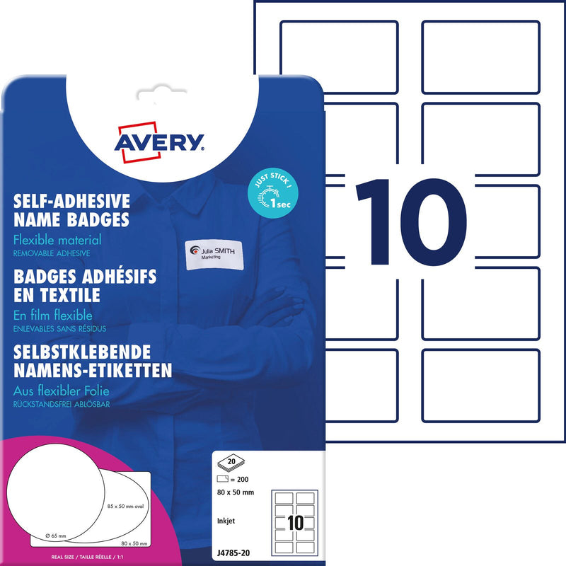 AVERY Zweckform Namensetiketten J4785-20 weiß 80,0 x 50,0 mm