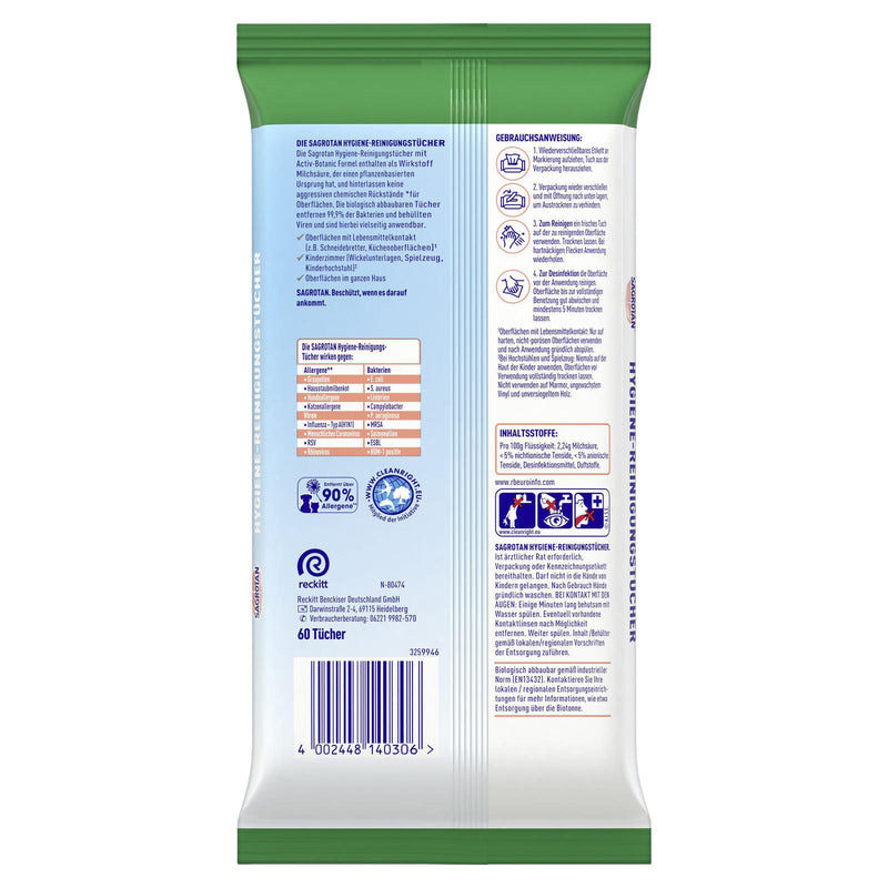 SAGROTAN® Desinfektionstücher 60 Tücher