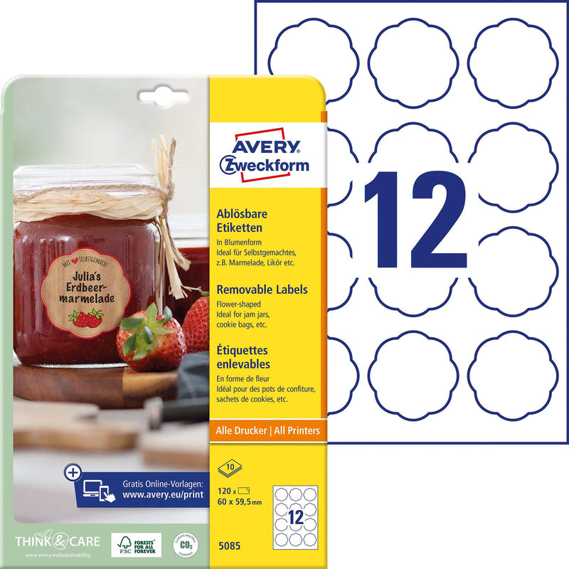 AVERY Zweckform Etiketten 5085 weiß 60,0 x 59,5 mm