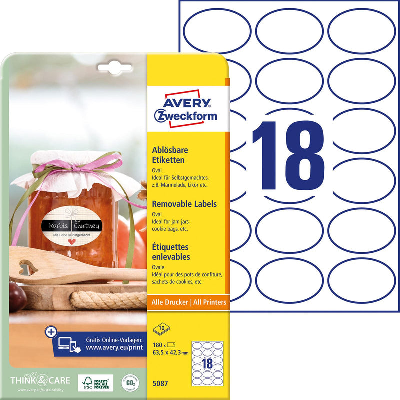AVERY Zweckform Etiketten 5087 weiß 63,5 x 42,3 mm