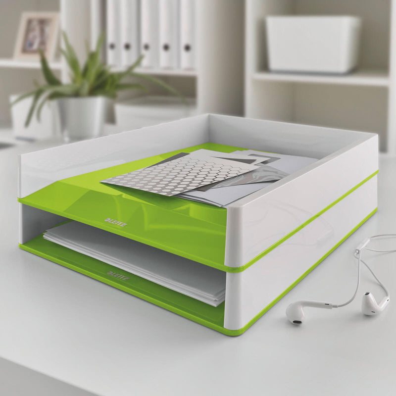 LEITZ Briefablage WOW Duo Colour DIN A4 perlweiß/grün