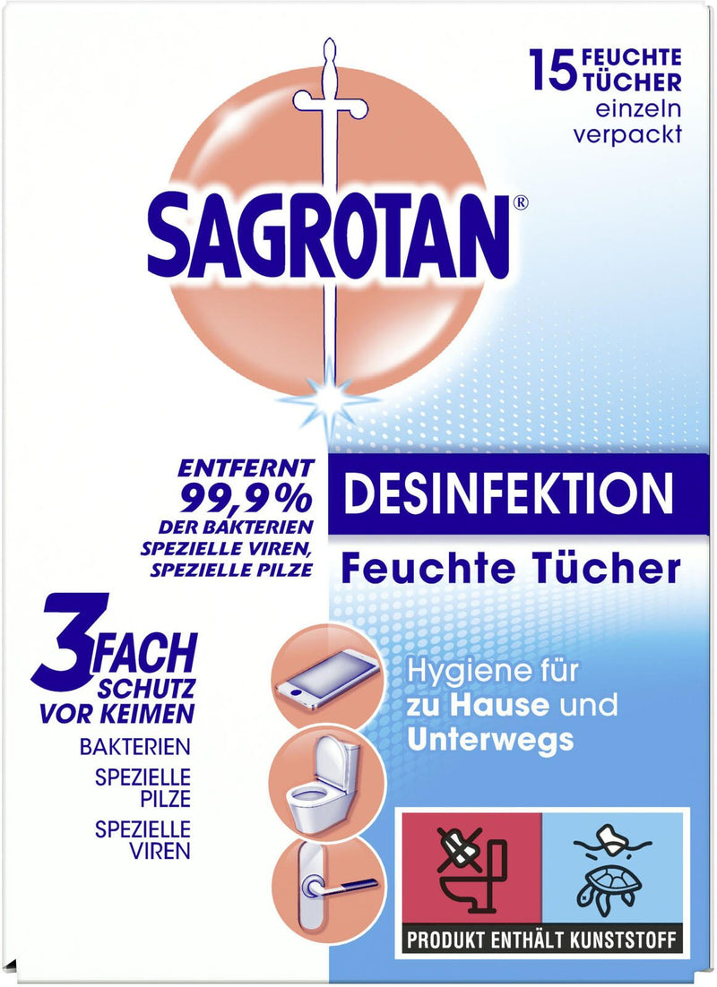 SAGROTAN® Desinfektionstücher DESINFEKTION 15 Tücher