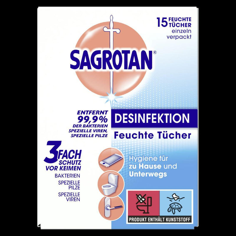 SAGROTAN® Desinfektionstücher DESINFEKTION 15 Tücher