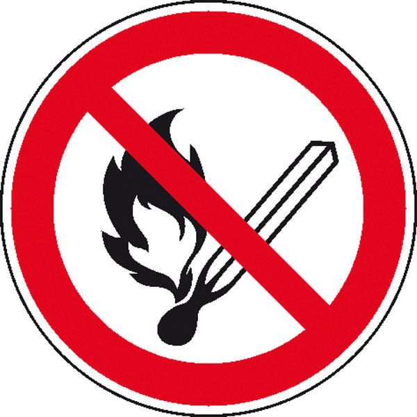 SafetyMarking® Verbotsaufkleber Keine offene Flamme, Feuer, offene Zündquelle und Rauchen verboten 20 cm