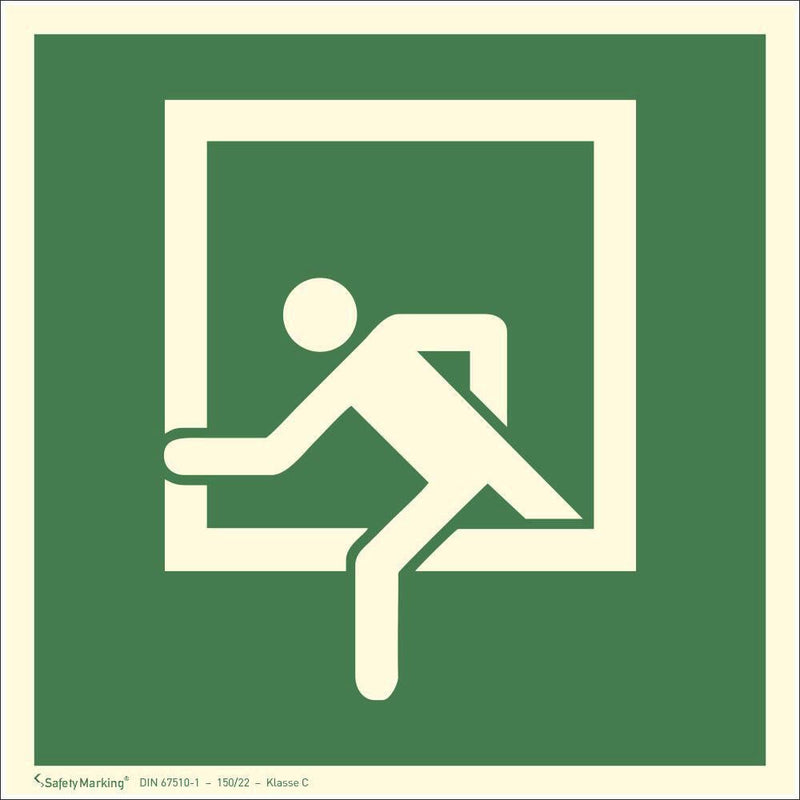 SafetyMarking® Rettungszeichen-Aufkleber Notausstieg 15 cm x 15 cm