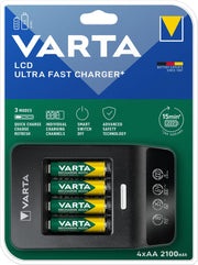 VARTA Akku-Schnellladegerät inkl. Akkus LCD ULTRA FAST CHARGER+