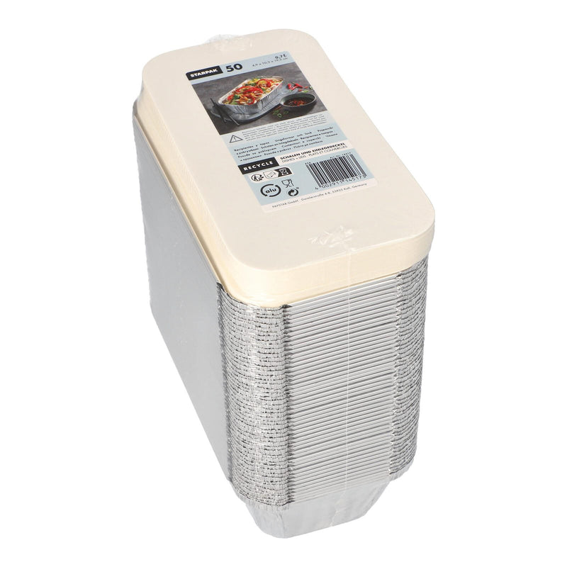 STARPAK Aluschalen mit Deckel 700 ml silber