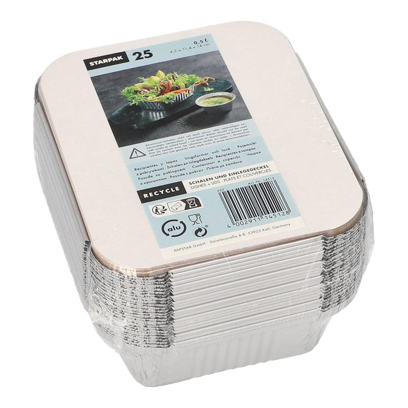 STARPAK Aluschalen mit Deckel 500 ml silber