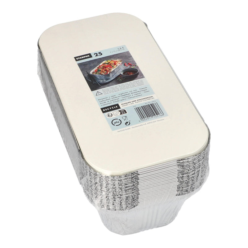 STARPAK Aluschalen mit Deckel 1500 ml silber