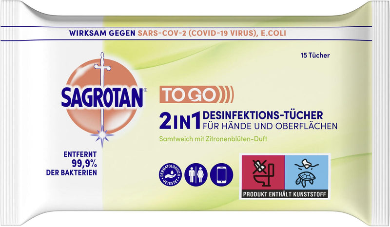 SAGROTAN® Desinfektionstücher 2in1 15 Tücher