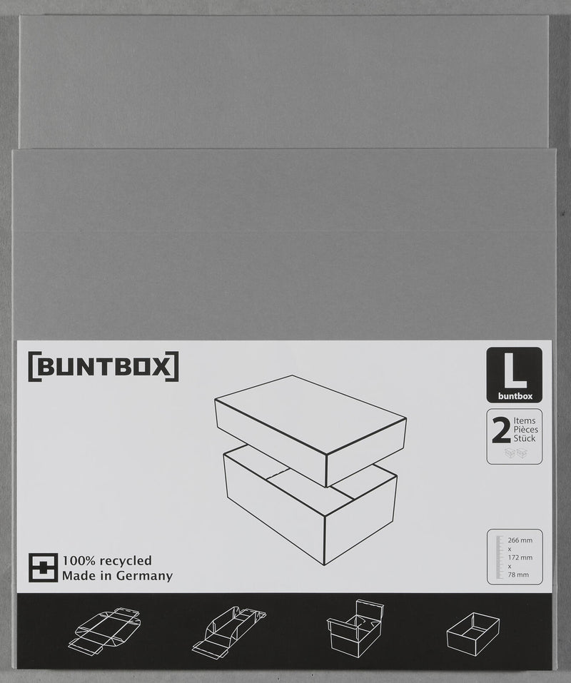 BUNTBOX Geschenkboxen L 3,6 l - 26,6 x 17,2 x 7,8 cm grau
