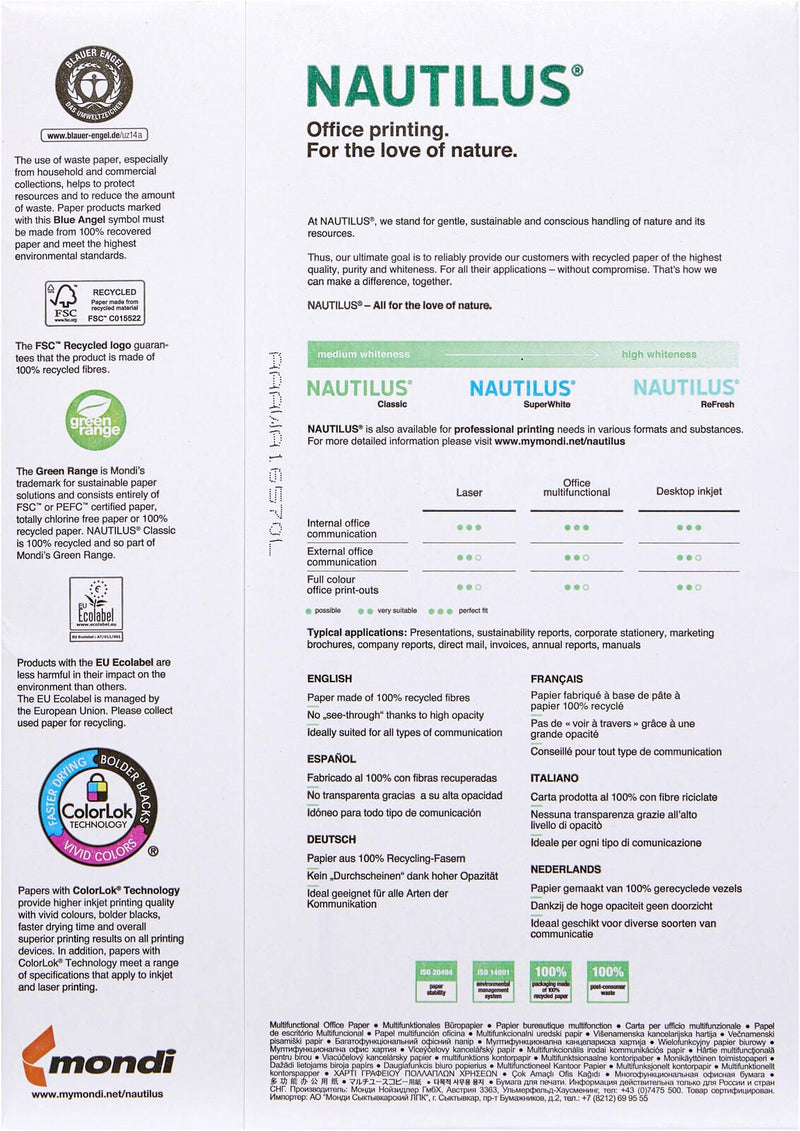 NAUTILUS® Recyclingpapier DIN A4 80 g/m²