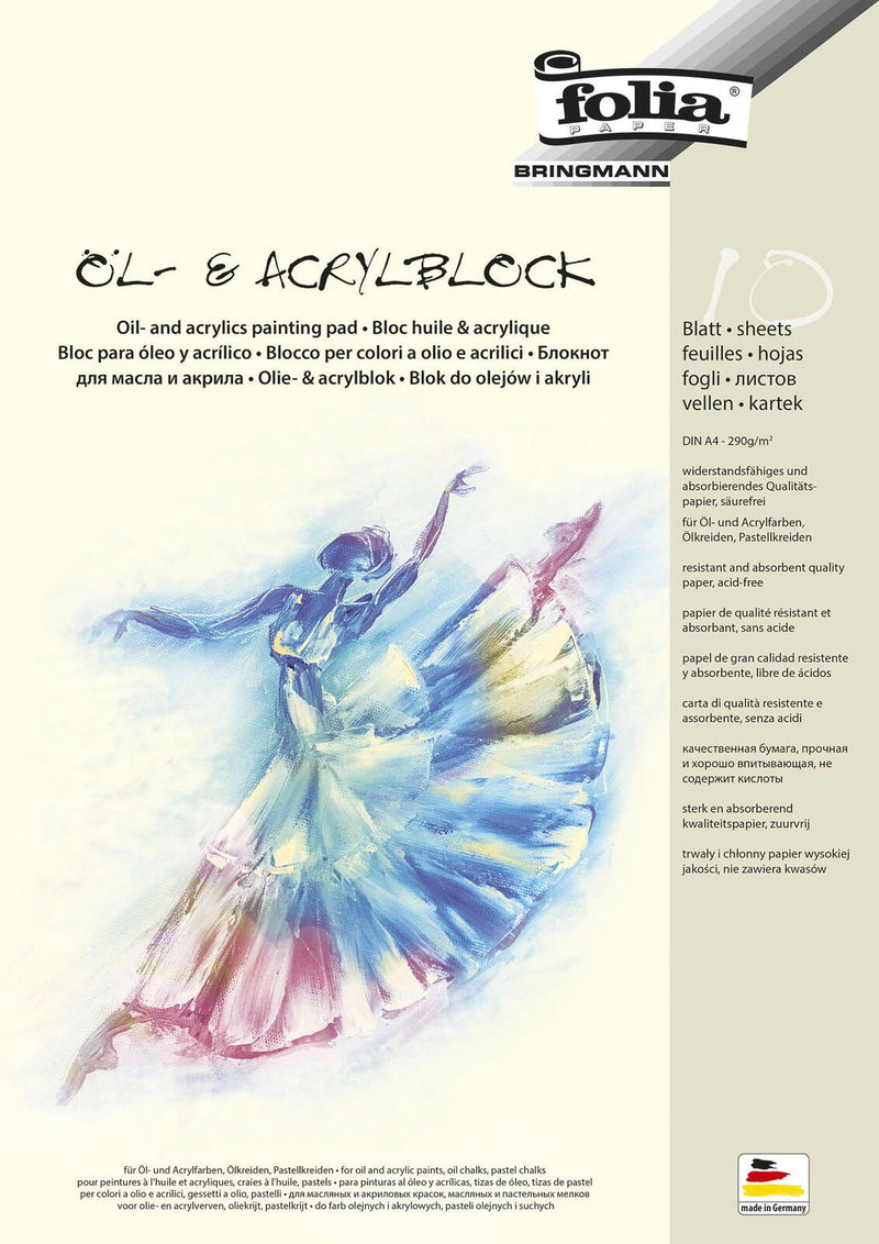 folia für Öl- und Acrylfarben Zeichenblock DIN A4 10 Blatt
