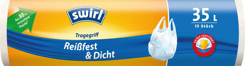 swirl® Reißfest & Dicht Müllbeutel 35,0 l weiß