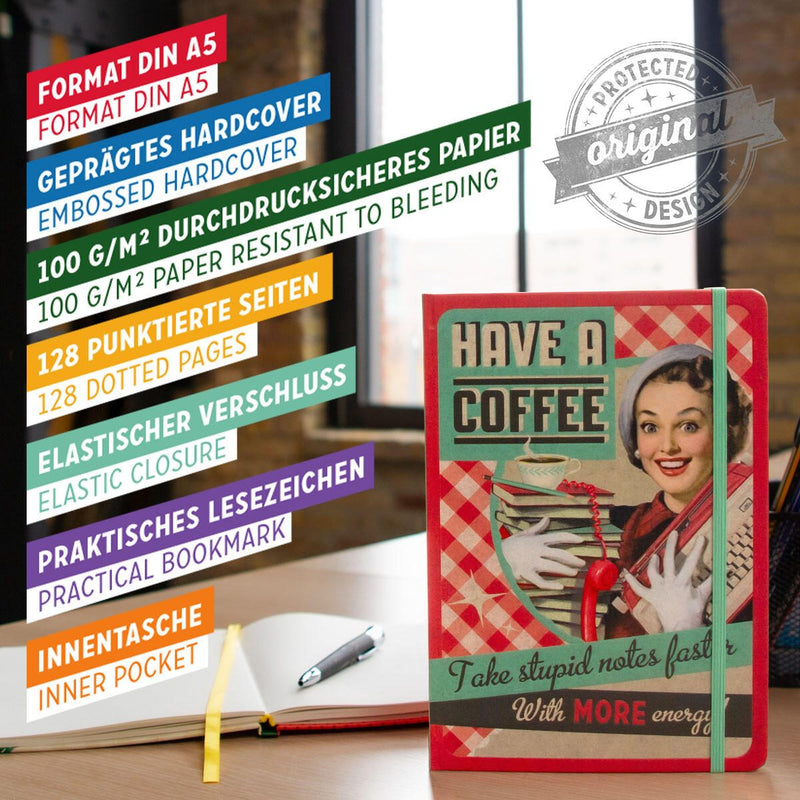 Nostalgic Art Notizbuch Notizbuch Retro Coffee A5 dot. DIN A5 punktraster mehrfarbig