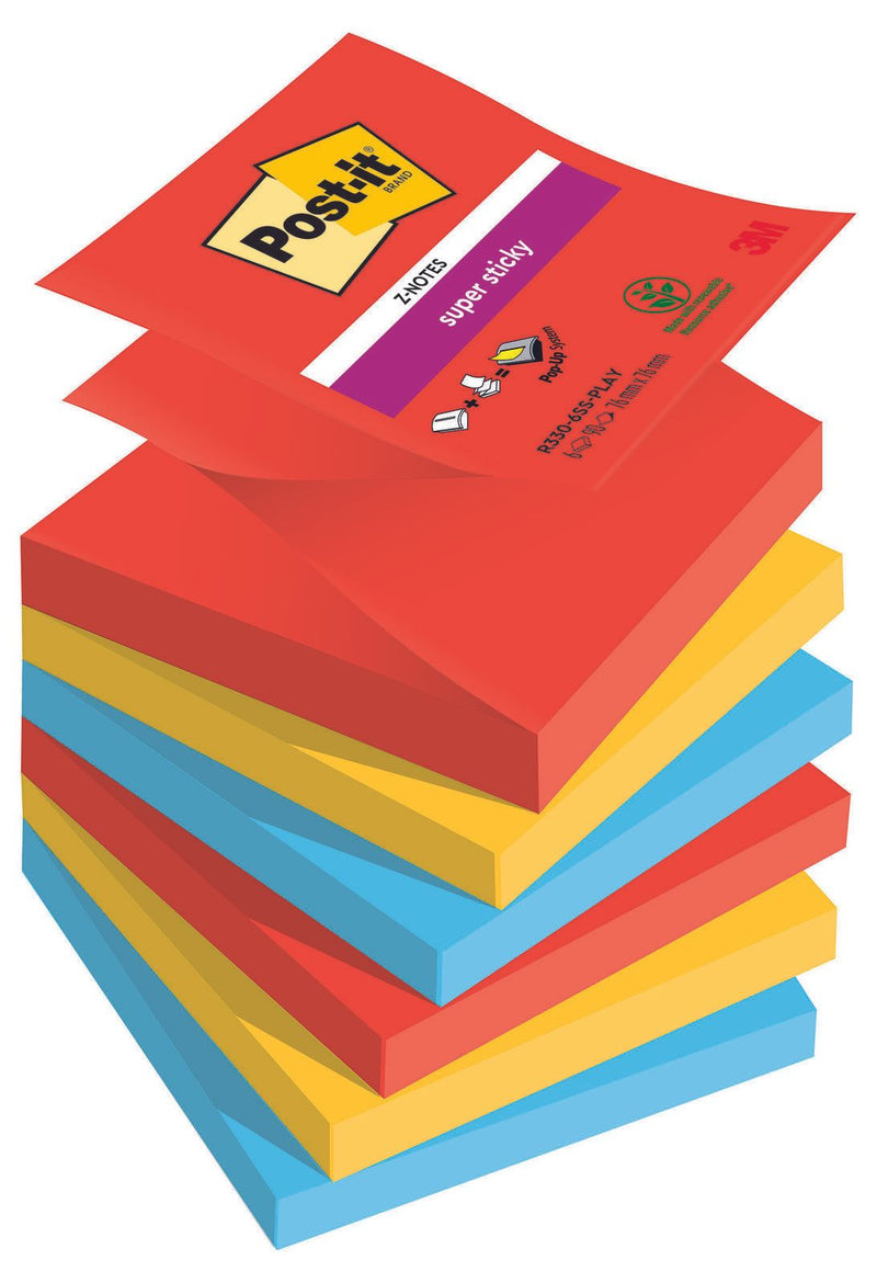 Post-it® Super Sticky Playful Haftnotizen 7,6 x 7,6 cm