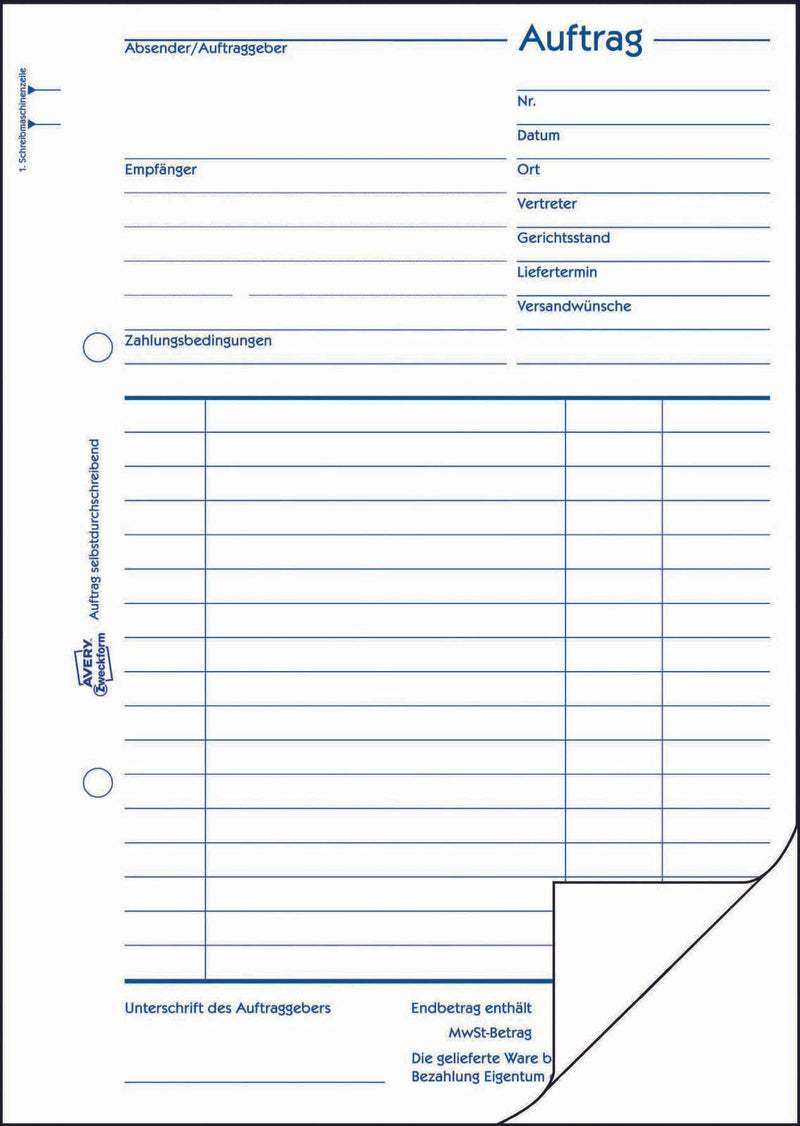 AVERY Zweckform Formularbücher Auftrag DIN A5 2x 50 Seiten