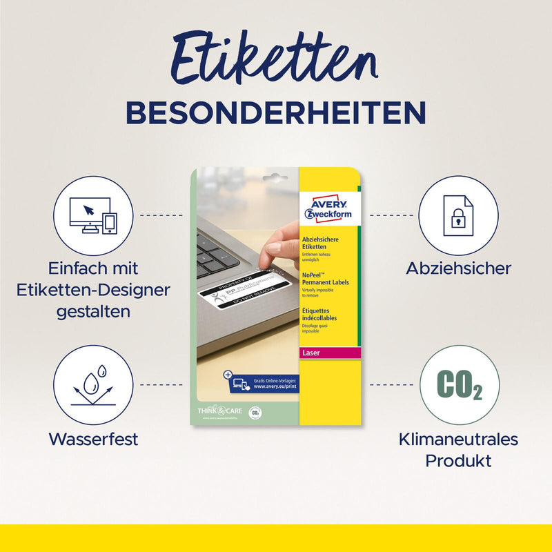 AVERY Zweckform abziehsichere Folienetiketten 63,5 x 33,9 mm