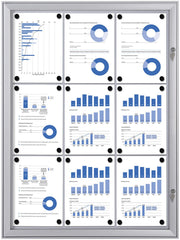 Showdown® Displays S Schaukasten 9x DIN A4 keine-Fach alusilber
