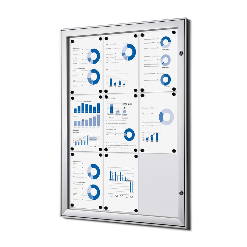 Showdown® Displays S Schaukasten 9x DIN A4 keine-Fach alusilber