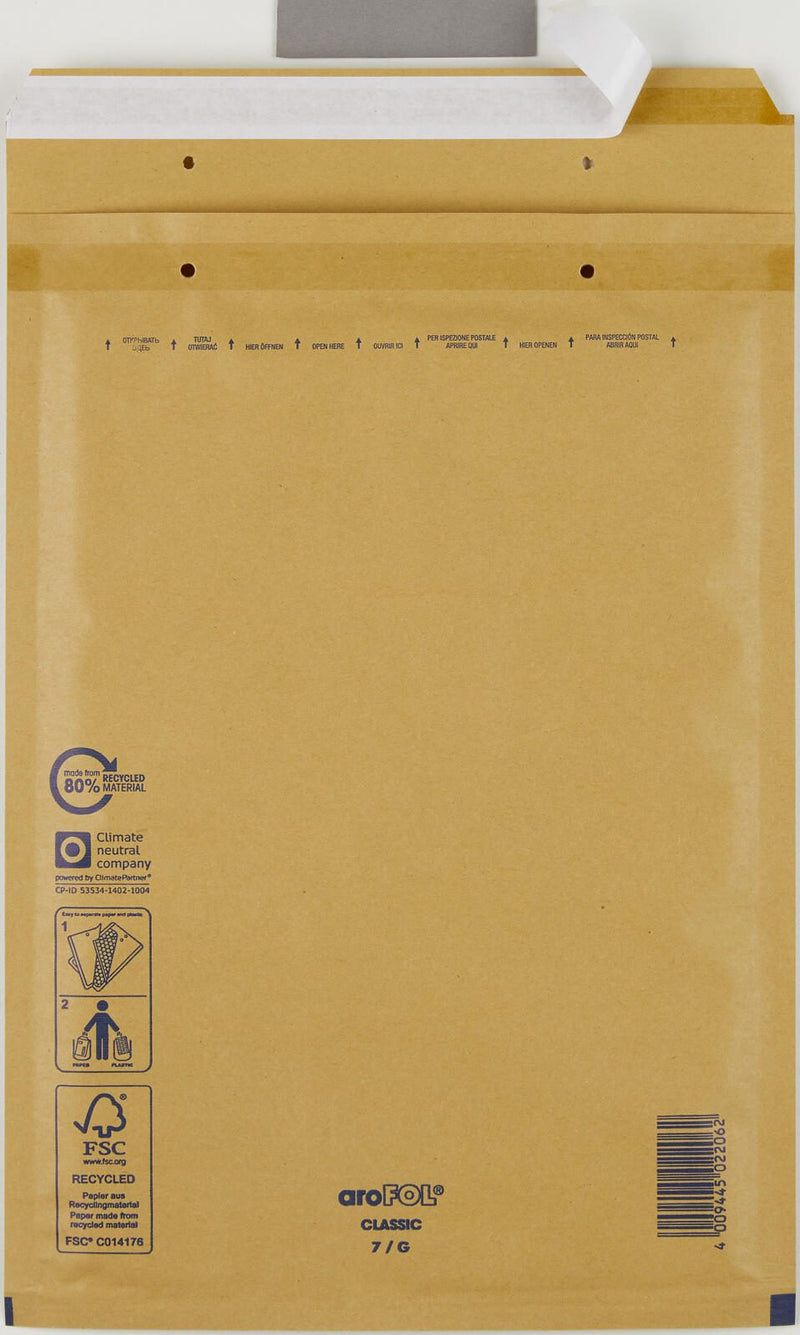 aroFOL® CLASSIC 7/G Luftpolstertaschen für DIN A4 braun