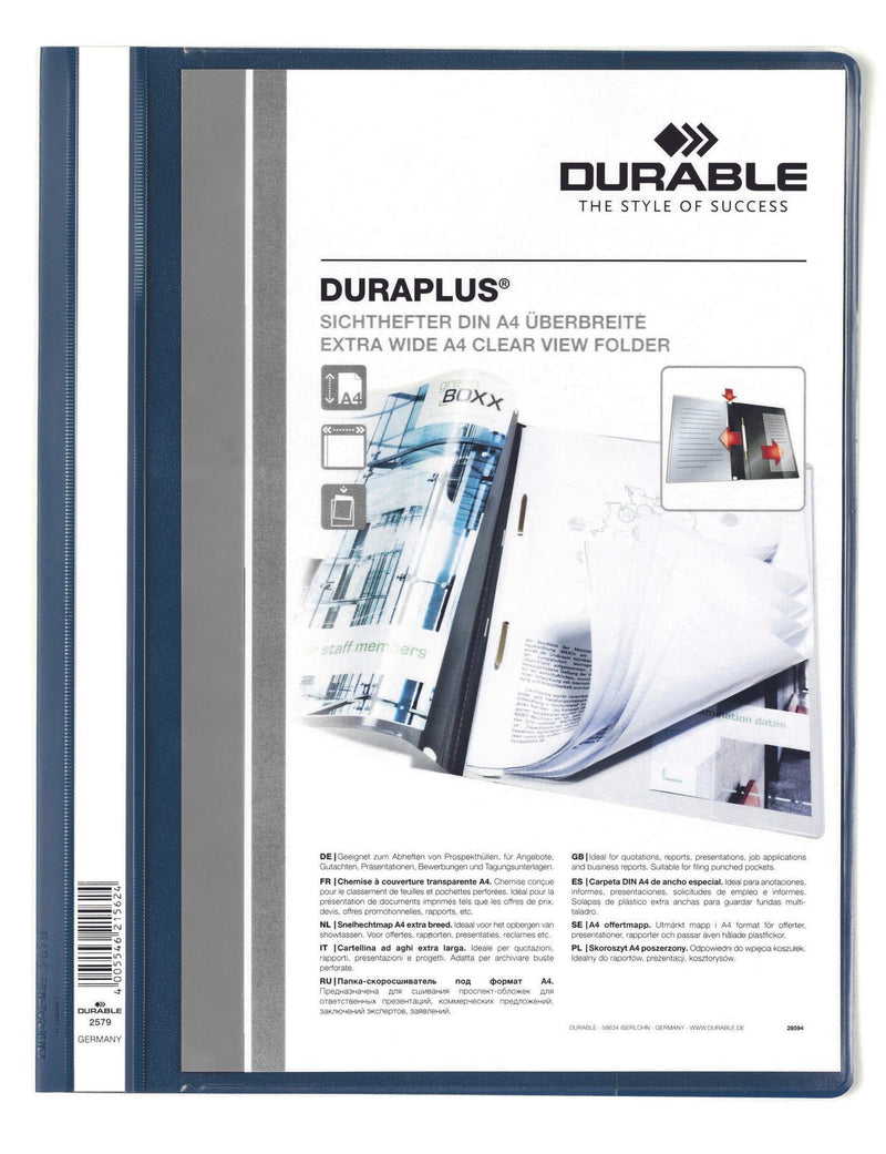 DURABLE Präsentationshefter DURAPLUS für DIN A4 überbreit dunkelblau