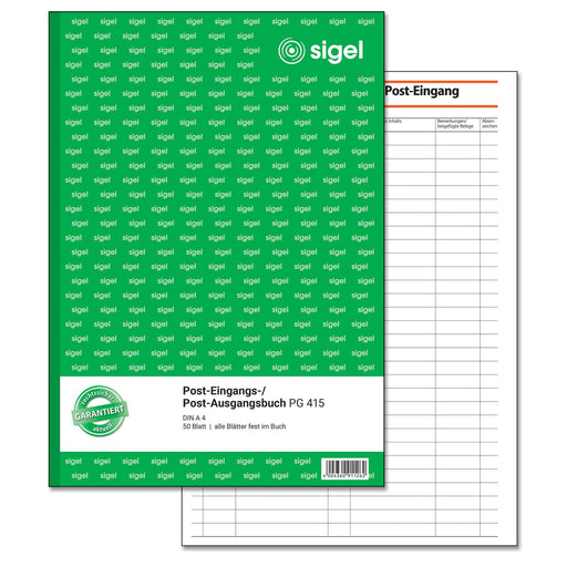 SIGEL Formularbuch Post-Eingang-/Ausgangsbuch DIN A4 50 Seiten