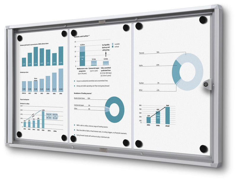 Showdown® Displays Economy XS Schaukasten 3x DIN A4 keine-Fach silber