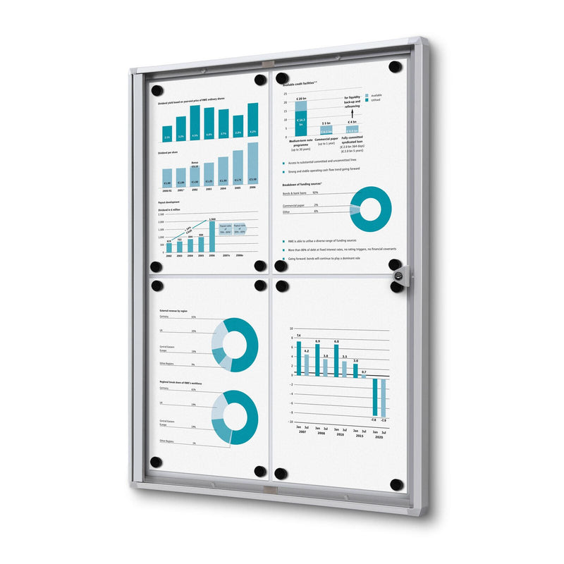 Showdown® Displays Economy XS Schaukasten 4x DIN A4 keine-Fach silber