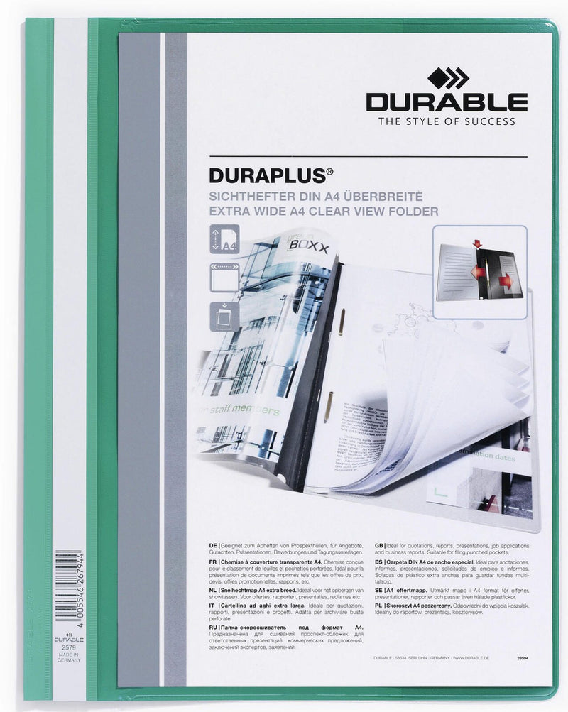 DURABLE Präsentationshefter DURAPLUS für DIN A4 überbreit grün