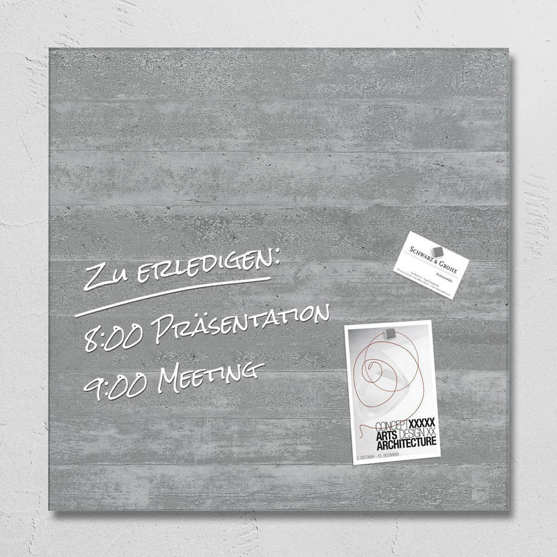 SIGEL Glas-Magnettafel artverum® 48,0 x 48,0 cm Design Sichtbeton
