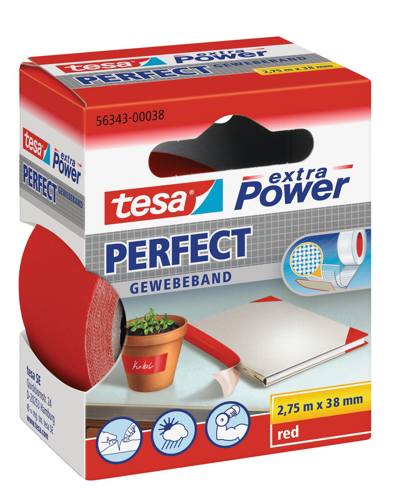 tesa Gewebebänder 38 mm x 2.75 m rot